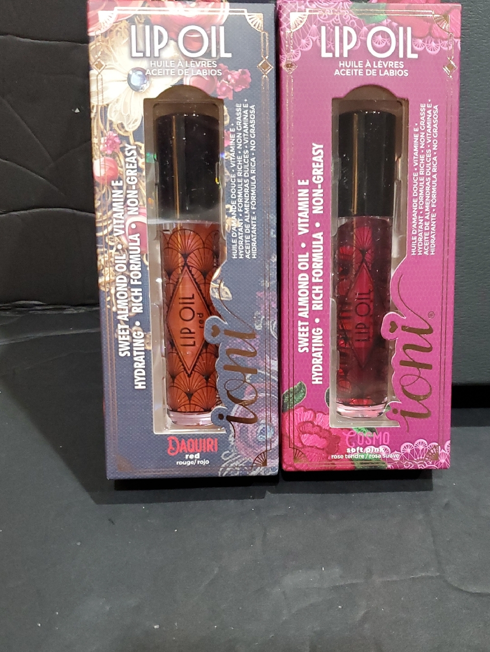 2pack veil of allure sweet almond oil daiquiri red and cosmo soft pink lip oils